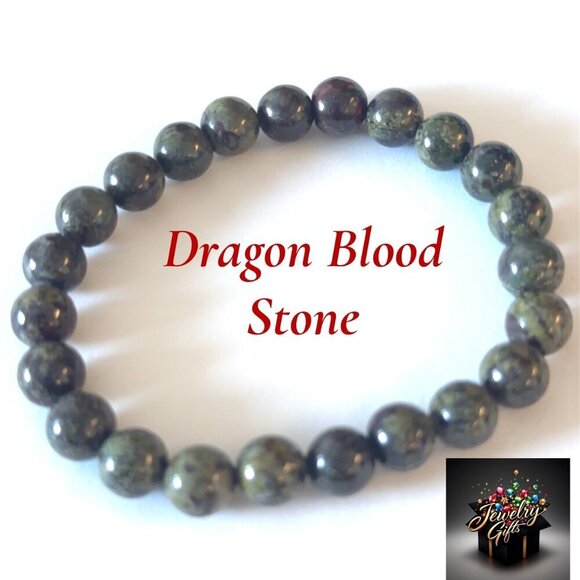 Dragon Blood Jasper Bracelet | 8mm Beads | 7.48” | Unisex Inner Strength Crystal - Picture 1 of 11